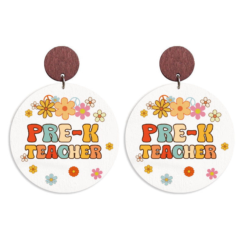 Wholesale Teacher Gift Wood Print Vintage Bohemian Earrings